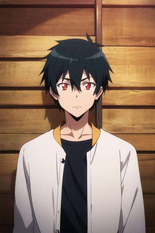 masterpiece, best quality, high quality, 1boy, solo, male focus, looking at viewer, upper body, <lora:sadao_maou:0.72>, sadao_maou, black hair, red eyes, ,