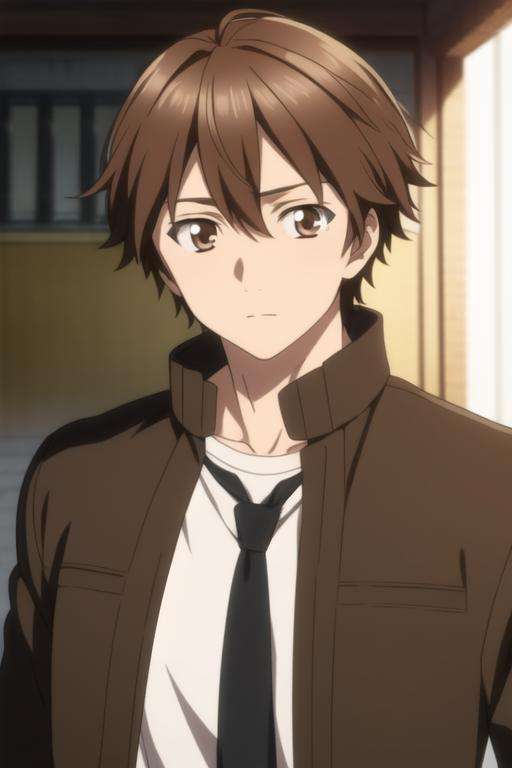 masterpiece, best quality, high quality, 1boy, solo, male focus, looking at viewer, upper body, <lora:shuu_ouma:0.76>, shuu_ouma, brown hair, brown eyes, , gakuran