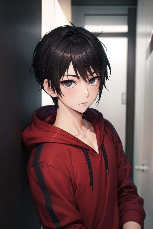 masterpiece, best quality, high quality, 1boy, solo, male focus, looking at viewer, upper body, <lora:hatz_kami_no_tou:0.62>, hatz_kami_no_tou, black hair, black eyes, , hoodie