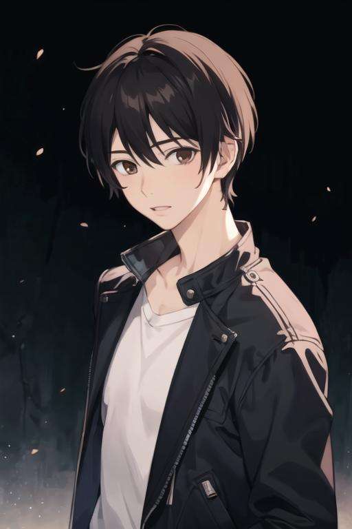 masterpiece, best quality, high quality, 1boy, solo, male focus, looking at viewer, upper body, <lora:shouta_kazehaya:0.52>, shouta_kazehaya, black hair, brown eyes, , jacket