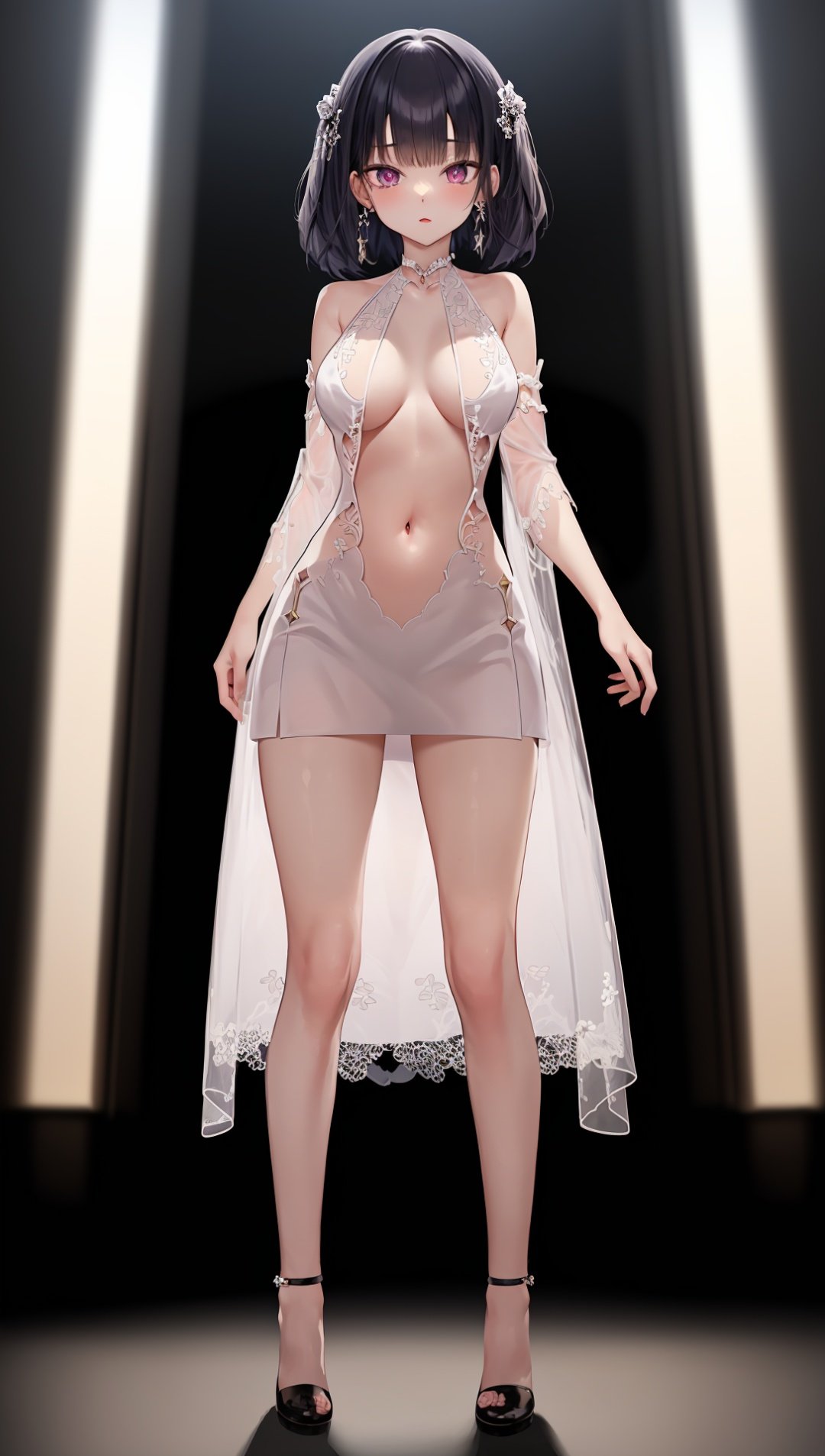 ((((ultra illustrated style:1.0)))),best quality,best animated,masterpiece,ray tracing, global illumination,deep v dress,1girl, solo,full body, looking at viewer, standing, outdoors,navel,<lora:deep v dress:0.9>