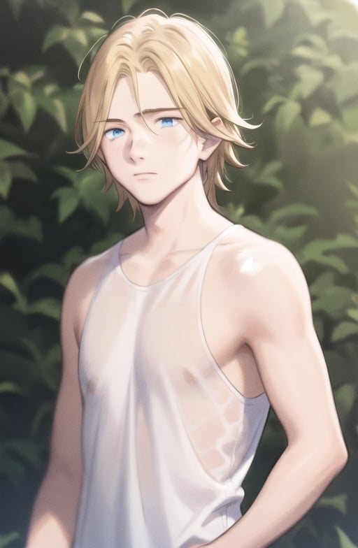 <lyco:naoki-08:1> 1boy blue eyes, blonde hair, green eyes, simple background, upper body, 