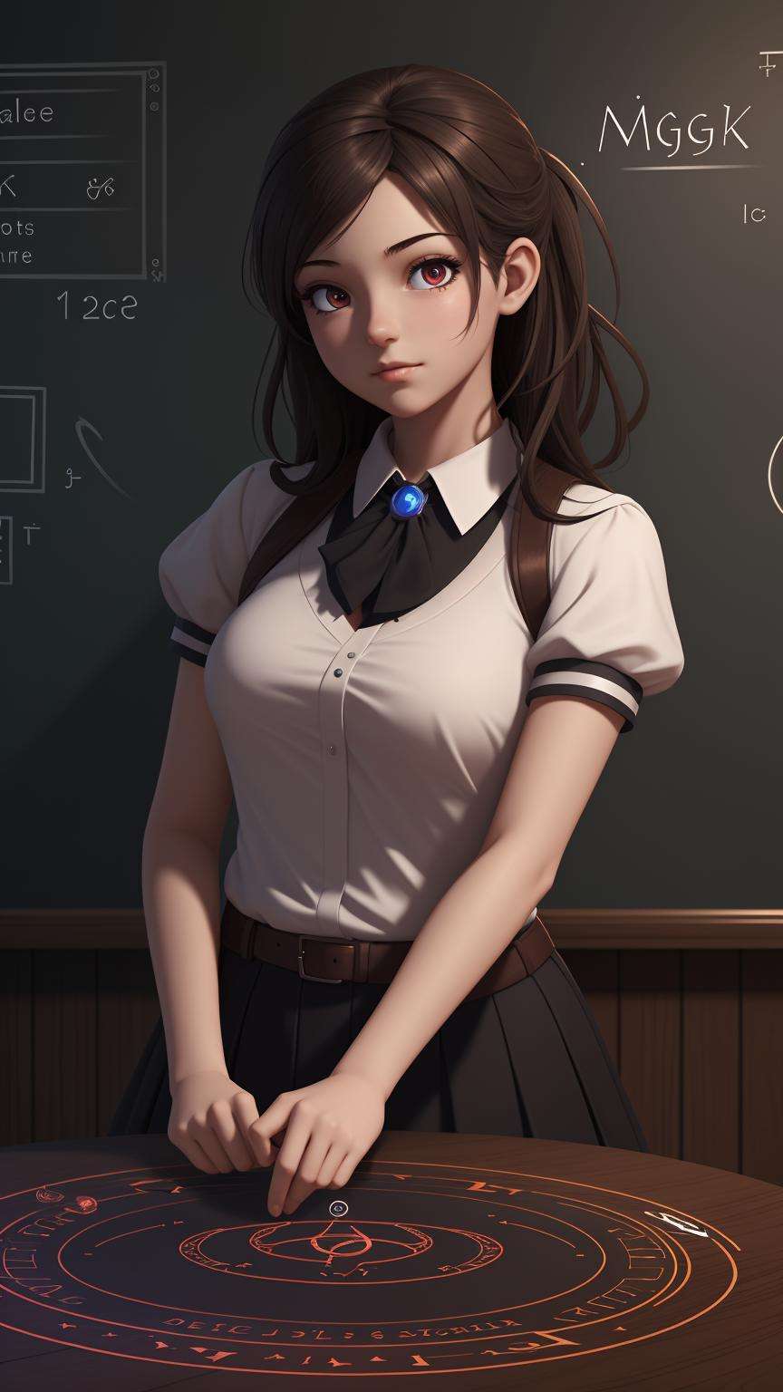 (1girl:1.4), school, teacher, spell magic,(magic circle:1.3), light magic , dynamic pose, light magic, <lora:copax_magic_circle-000010:0.6.7>, masterpiece,ultra realistic,32k,extremely detailed CG unity 8k wallpaper, best quality, 1 girl,