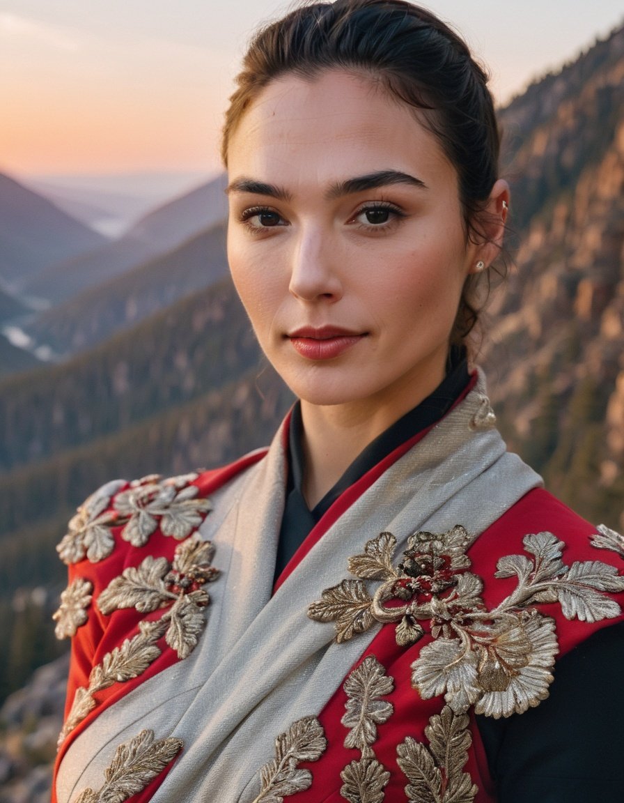 professional close-up portrait photography of the face of a beautiful  ((ohwx woman))   at trail during Sunset, Nikon Z9