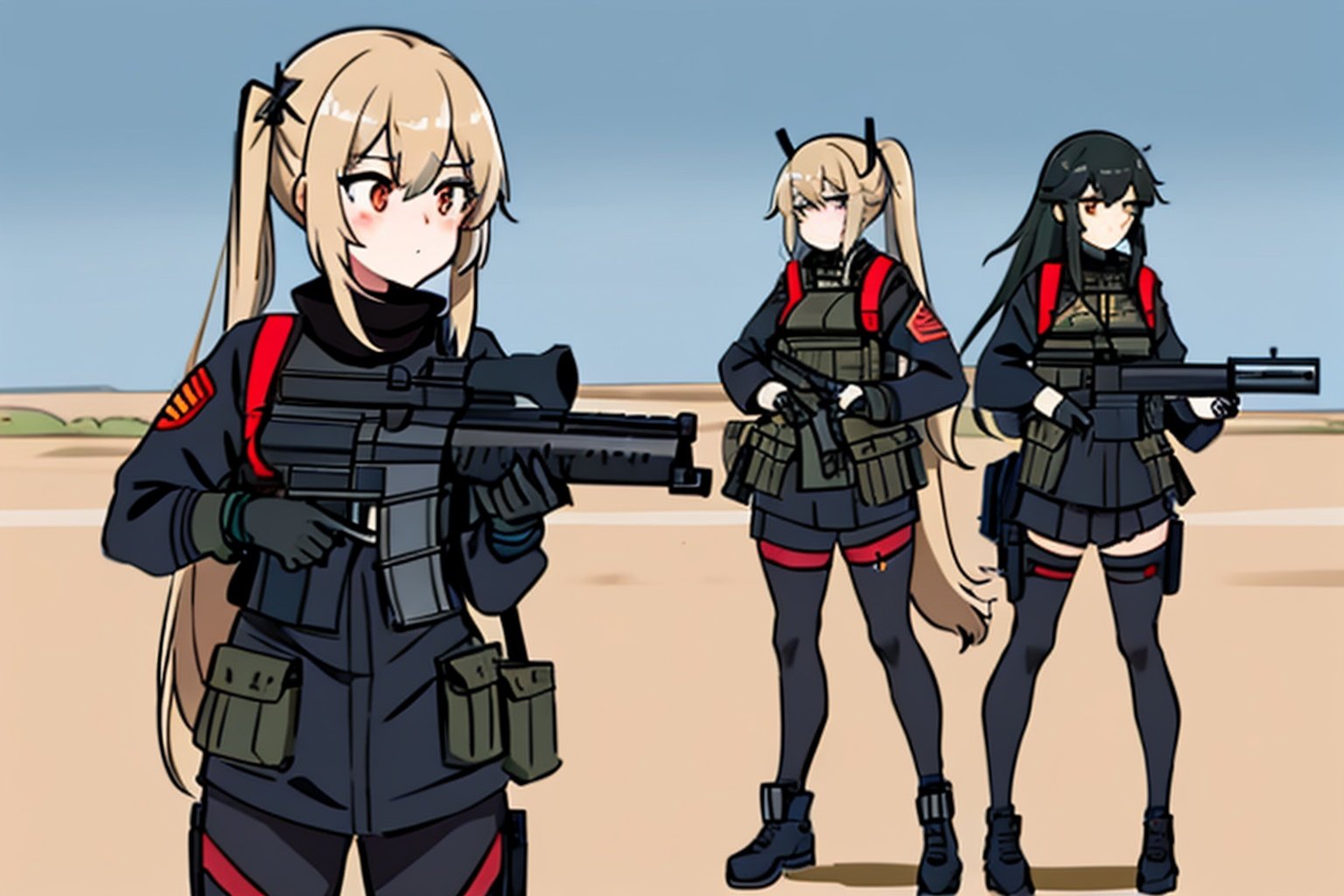 anime girl with a gun and backpack, m4 sopmod ii girls frontline, girls frontline, infantry girl, girls frontline style, soldier girl, mechanized soldier girl, cushart kenz, full body! shooting, girls frontline cg, of a sniper girl at war, military girl, with rifle, full_body!!,, <lora:EMS-19136-EMS:0.6>