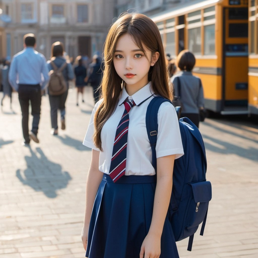 1girl,school uniform,city,street