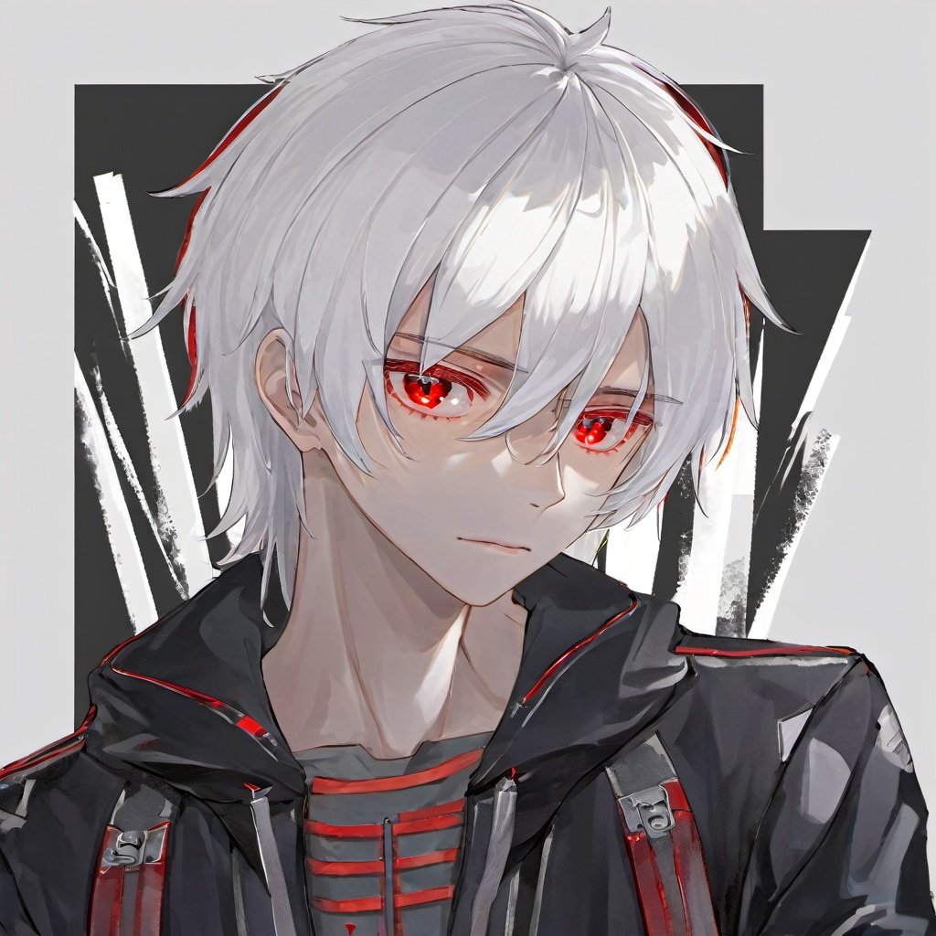 1boy, white hair, red eyes, beautiful eyes, masterpiece, best quality, black jacket, upper body,  <lora:eyesXL:1:1:lbw=1,0,0,0,0,0,0,1,0,0,0,0,0,0,0,0,0>