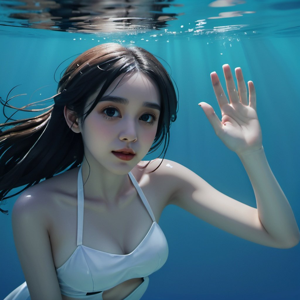 1 girl, underwater,full body, nice hands, nice face, five fingers