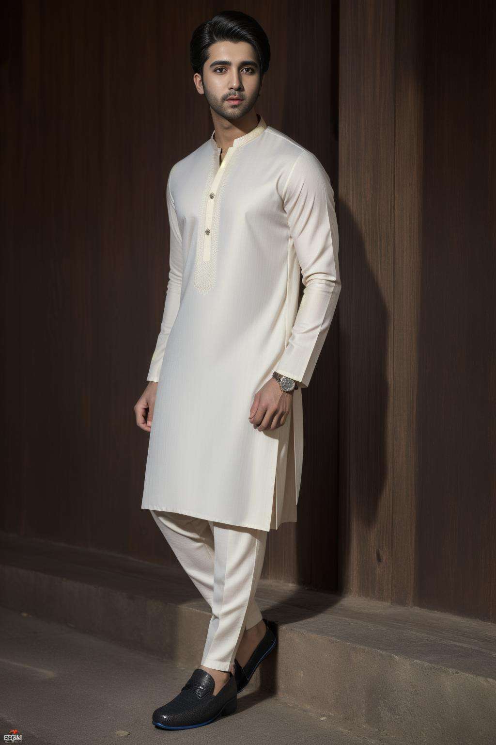 xyzsankurta, (highly detailed:1.3), 1boy, solo, (full body:1.3), Ultra-detail, (highres:1.1), best quality, (masterpiece:1.3), cinematic lighting, (highly detailed face and eyes:1.3),  shalwar, shoe, <lora:xyzsankurta:.8> 