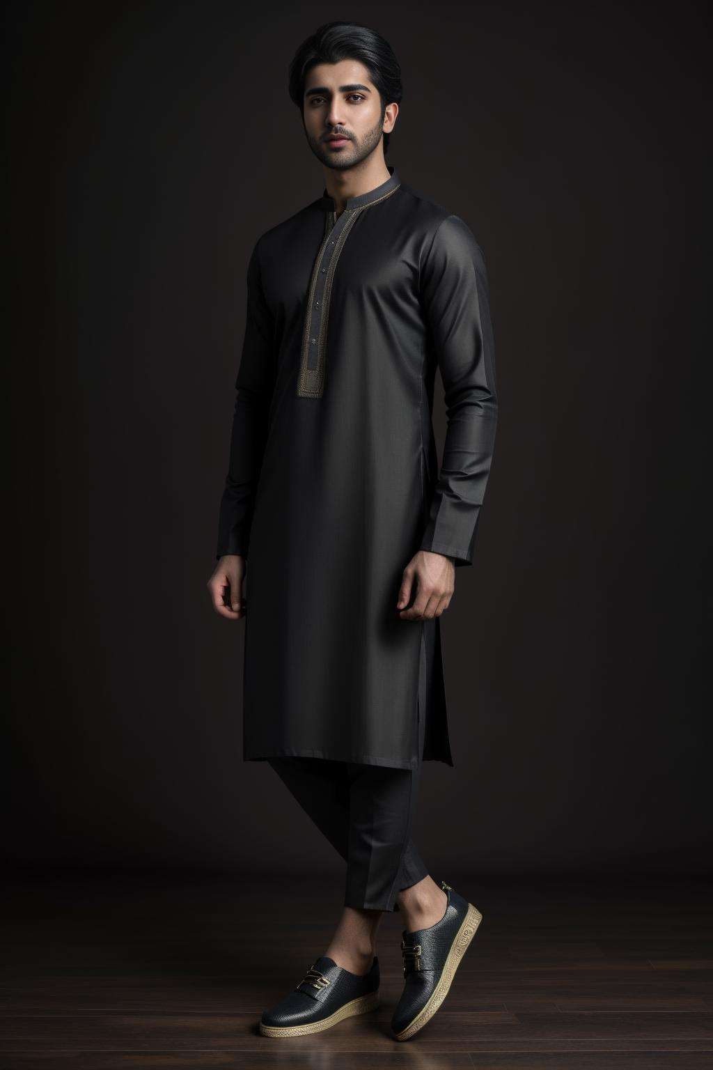 xyzsankurta, (highly detailed:1.3), 1boy, solo, (full body:1.3), Ultra-detail, (highres:1.1), best quality, (masterpiece:1.3), cinematic lighting, (highly detailed face and eyes:1.3), kurta, shalwar, shoe, <lora:xyzsankurta:.75> 