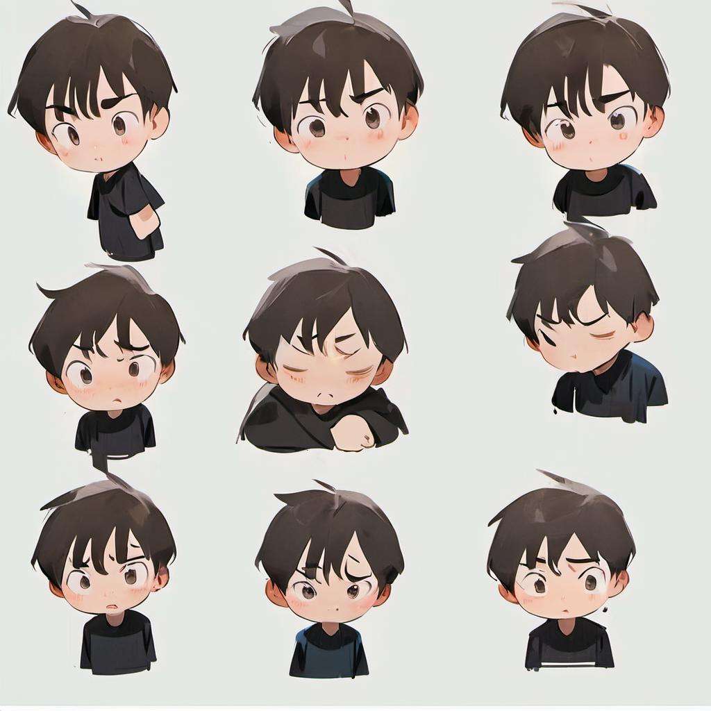 biaoqing,stickers of 1 20yo boy,white background,simple background,emoji,emotional,<lora:stickers:1>,