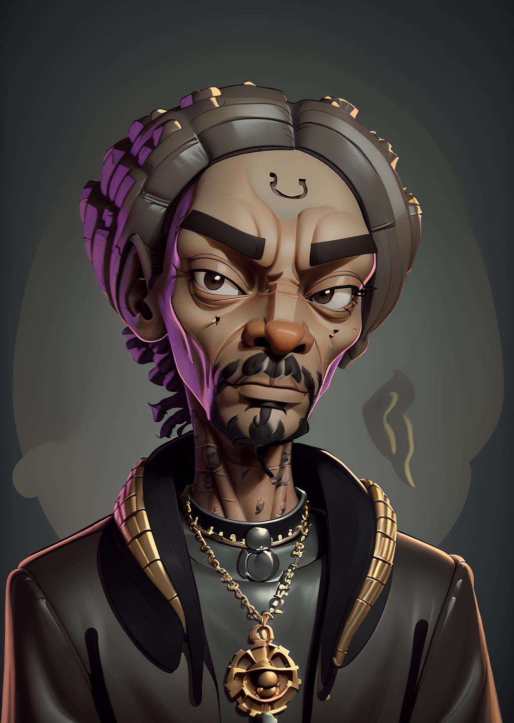 snoop dogg portrait, 4k, 8k, intricate details, mood, soft shading