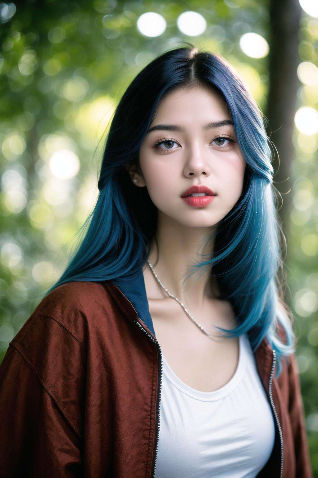 (masterpiece,best quality:1.5),(style of Ivan Bilibin ),
( long hair, blue hair hair:1.1),portrait,
(lady:1.2), electric purple zipper, summer, brown eyes, 🤓,, ultra realistic,32k,RAW photo,(high detailed skin:1.2), 8k uhd, dslr, soft lighting, high quality, film grain, Canon EOS Rebel T8i DSLR Camera , Cinematic lighting,35mm,pectoral focus