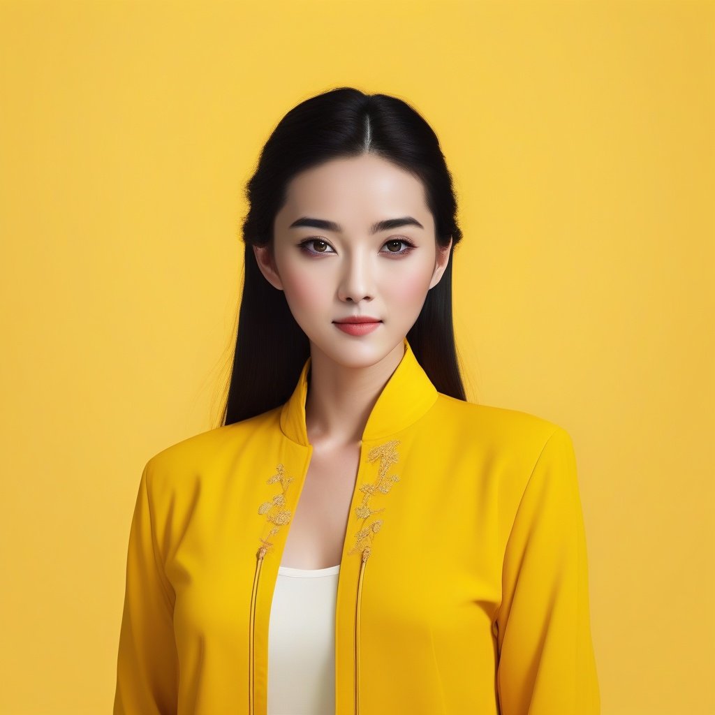 Beautiful Chinese girl, yellow background, ultra clear,realistic,beautifull, sharp face, <lora:EMS-22494-EMS:1>