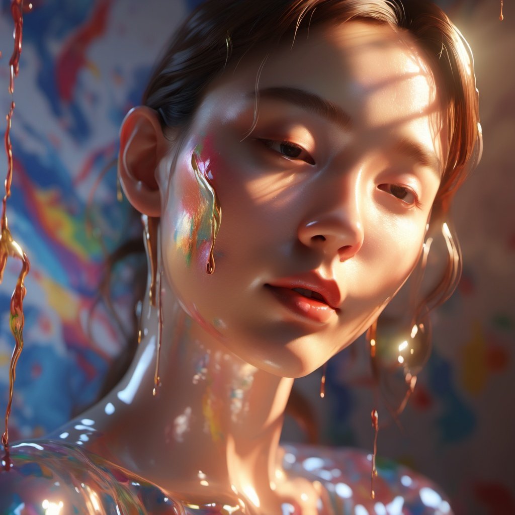 dripping paint,abstract,1 girl, (((masterpiece))), best quality,ultra-detailed, 8k, wallpaper, extremely delicate and beautiful, highresolution, ray tracing, best shadow, (realistic, photorealistic:1.37),professional lighting, photon mapping, radiosity, physically-based rendering