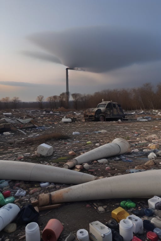 apocalyptic world desolate uninhabited destroyed lifeless nuclear waste at night mutant animals monsters plastic pollution...