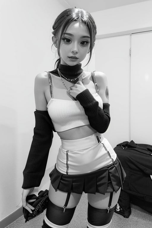 sexy girl emmo dark punk with garter belt and very short flared (((miniskirt ))) black and white striped by Arielpelado on...