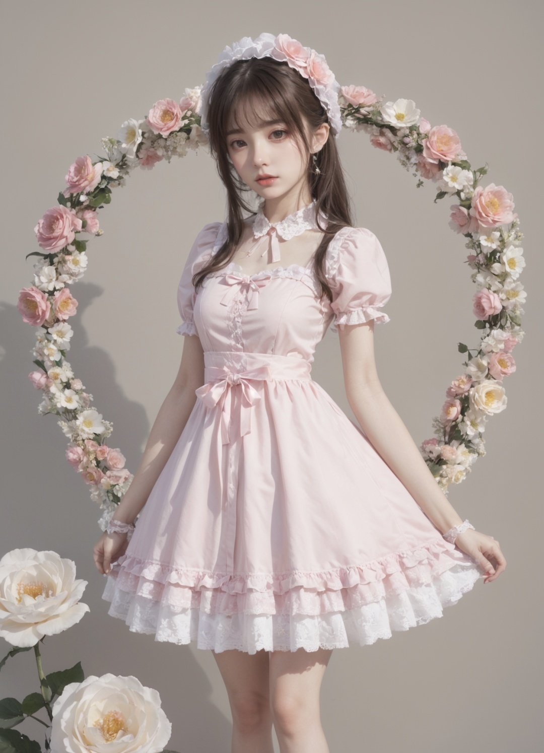 a girl in a lolita dress, lolita_fashion, 1girl, solo, realistic, full body<lora:SweetLolita:0.8>