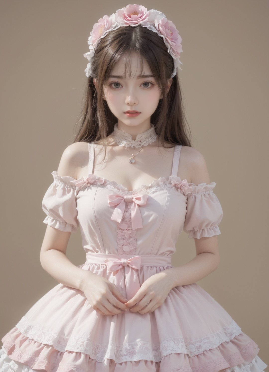 a girl in a lolita dress, lolita_fashion, 1girl, solo, realistic, full body<lora:SweetLolita:0.8>