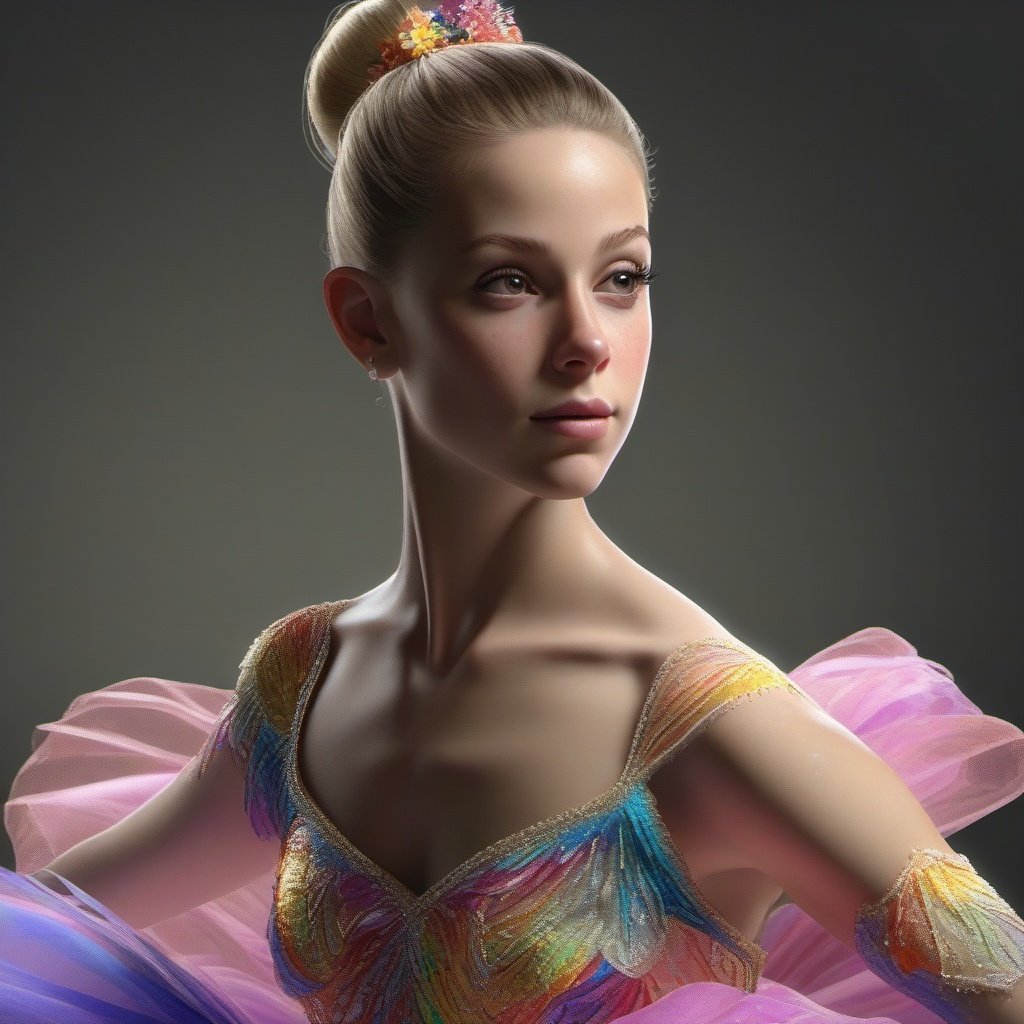  one Ballerina - Made in canvas , close up Colourful , ultra realistic, unreal engine 