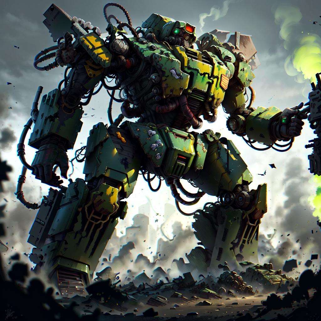 <lora:ToxicPunkAI:.9> ToxicPunkAI battle mech , detailed, intricate