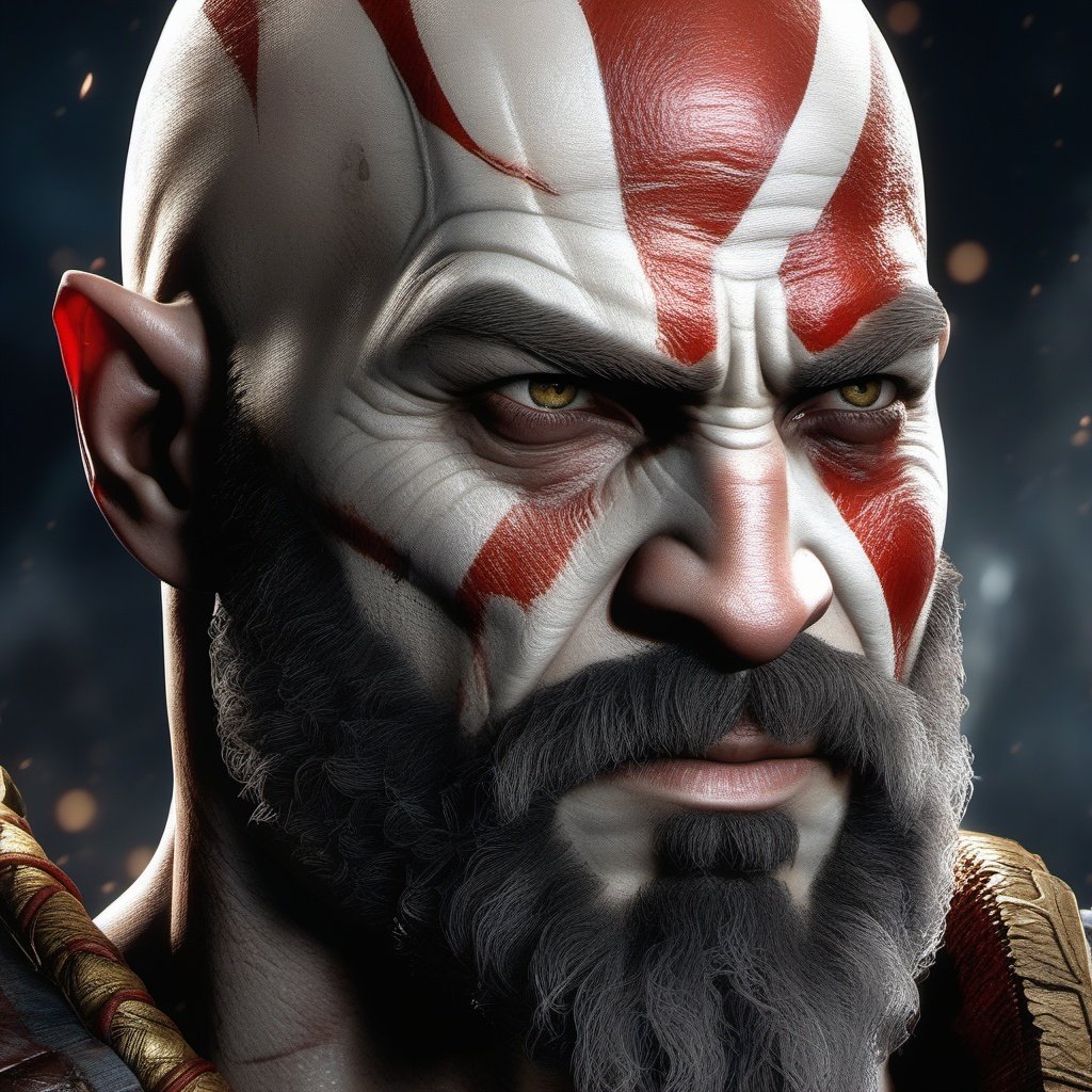 kratos  potrait, "GOD OF WAR", Kratos (gaming character), Highly detailed, ultra realistic, unreal engine 5 