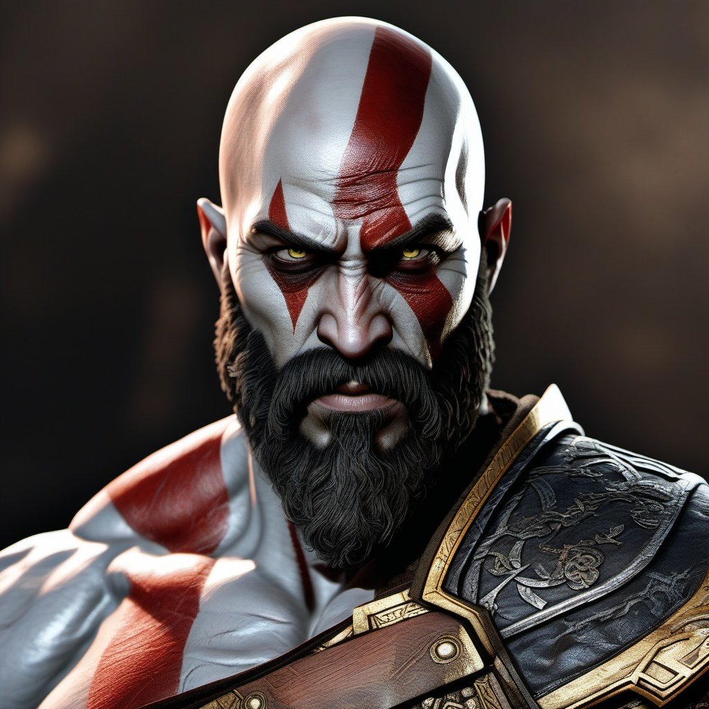  "God of war kratos , potrait, "GOD OF WAR", Kratos (gaming character), Highly detailed, ultra realistic, unreal engine 5 