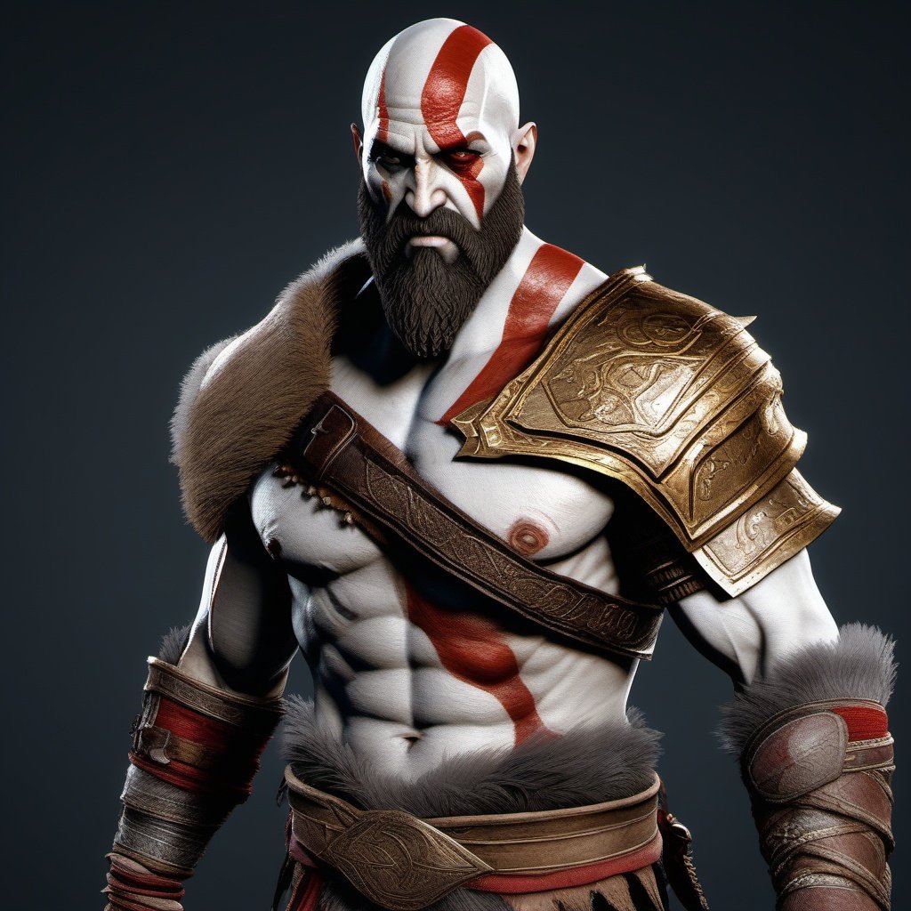  "God of war kratos , potrait, "GOD OF WAR", Highly detailed, ultra realistic, unreal engine 5 