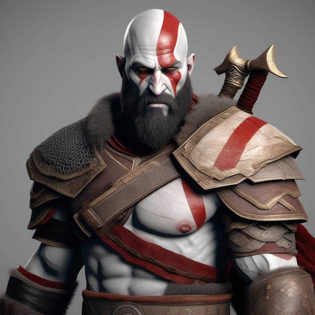 kratos  potrait, "GOD OF WAR", Kratos (gaming character), Highly detailed, ultra realistic, unreal engine 5 