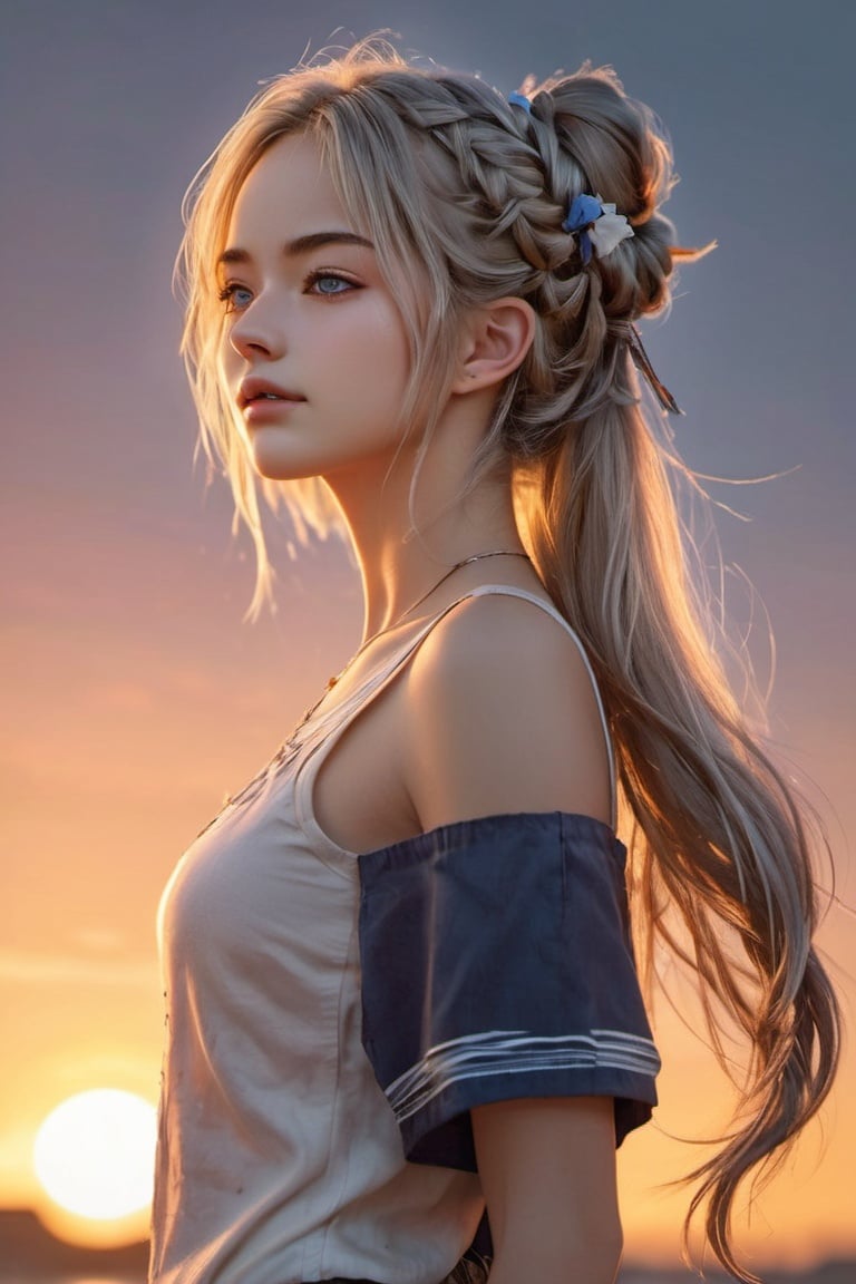 Solo, anime girl, full body, young adult body, medium chest, Hyperdetailed school background, School, 
Detailed medium white hair braid, hair braid, Cat ears, beautiful, Detailed eyes, blue eyes, Side view, torso shot from waist, Thick lineart, Anxious, Hyperdetailed natural light, detailed reflection light, 
volumetric lighting maximalist photo illustration 64k, resolution high res intricately detailed complex, 
key visual, precise lineart, vibrant, panoramic, cinematic, masterfully crafted, 64k resolution, beautiful, stunning, ultra detailed, expressive, hypermaximalist, colorful, rich deep color, vintage show promotional poster, glamour, anime art, fantasy art, brush strokes,, 16k, UHD, HDR,(Masterpiece:1.5), Absurdres, (best quality:1.5), Anime style photo, Manga style, Digital art, glow effects, Hand drawn, render,octane render, cinema 4d, blender, dark, atmospheric 4k ultra detailed, cinematic sensual, Sharp focus, hyperrealistic, big depth of field, Masterpiece, colors, 3d octane render, concept art, trending on artstation, hyperrealistic, Vivid colors,, modelshoot style, (extremely detailed CG unity 8k wallpaper), professional majestic oil painting by Ed Blinkey, Atey Ghailan, Studio Ghibli, by Jeremy Mann, Greg Manchess, Antonio Moro, trending on ArtStation, trending on CGSociety, Intricate, High Detail, Sharp focus, dramatic, photorealistic painting art,beautymix,kristinapimenova