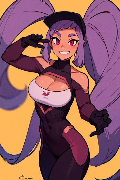 ((masterpiece,best quality)), absurdres, <lora:Entrapta_Shera:0.6>, Entrapta_Shera, solo, smiling, looking at viewer, cowboy shot, cinematic composition, dynamic pose