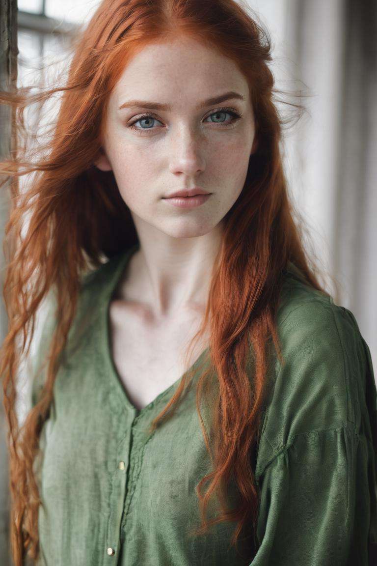 photo of 1girl, redhead, grey eyes, portrait <lora:PerfectEyesXL:1.0> perfecteyes