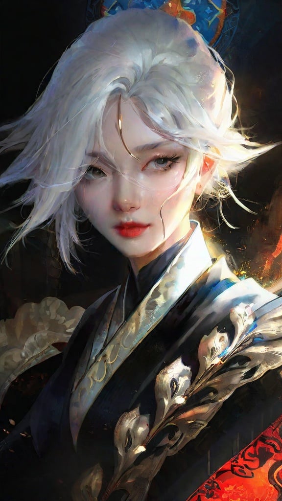 a close up of a woman with white hair and a white mask,beautiful character painting,guweiz,artwork in the style of guweiz,white haired deity,by Yang J,epic exquisite character art,stunning character art,by Fan Qi,by Wuzhun Shifan,guweiz on pixiv artstation,ink