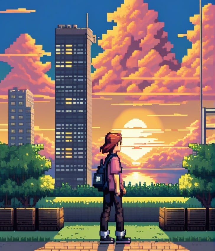 pixel art,  outdoors,  sunset by LahIntheFutureland on Tensor.Art