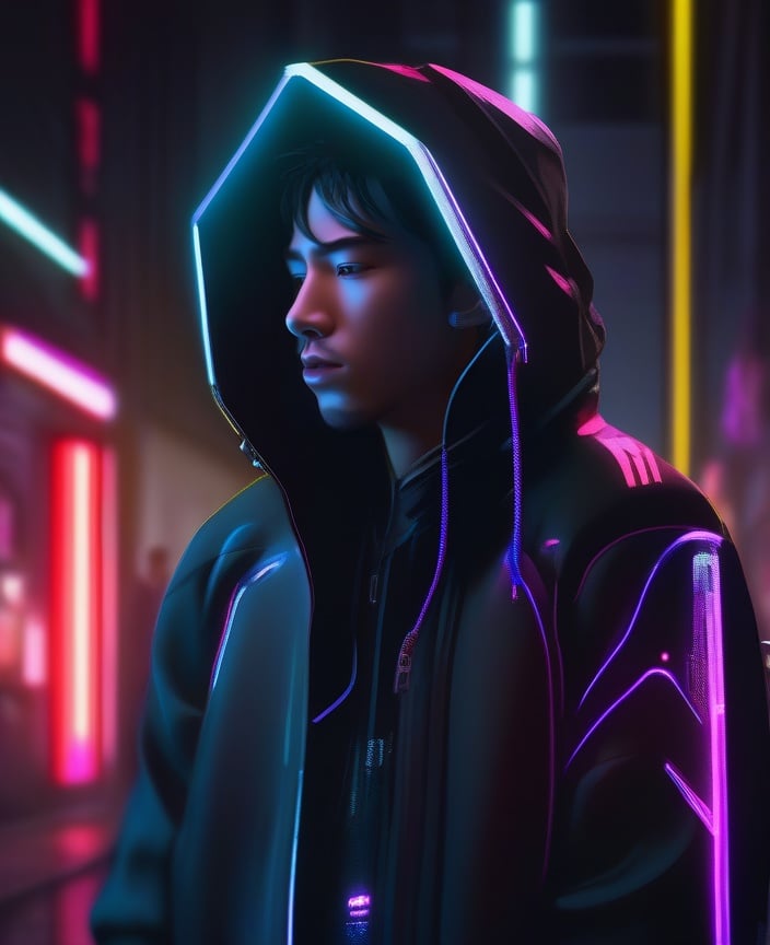 1boy,  black hair,  black jacket by LahIntheFutureland on Tensor.Art