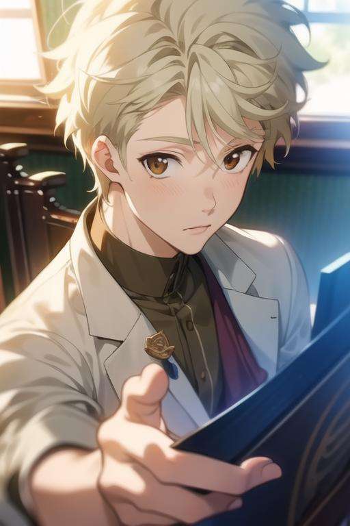 masterpiece, best quality, game cg, 1boy, solo, male focus, looking at viewer, , depth of field, <lora:john_h_watson:0.74>, john_h_watson, brown eyes, blonde hair, , ,