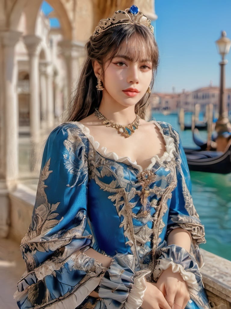 female in venetian outfit, gorgeous, attractive, flirting, (((full body visible))), looking at viewer, portrait, photography, detailed skin, realistic, photo-realistic, 8k, highly detailed, full length frame, High detail RAW color art, piercing, diffused soft lighting, shallow depth of field, sharp focus, hyperrealism, cinematic lighting,,<lora:Lis4-0000010:1>