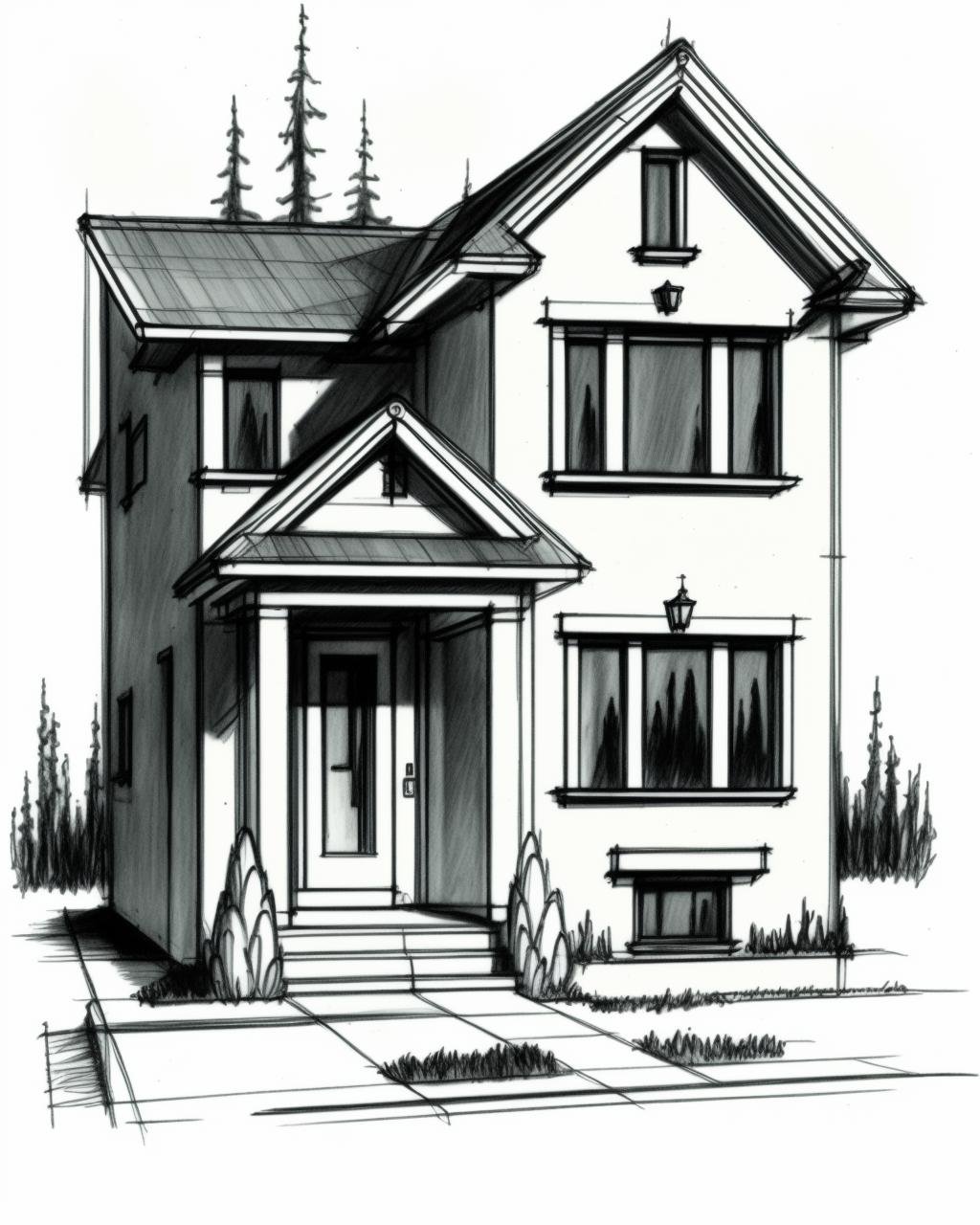 pencil sketch of a house by Ciro Negrogni on Tensor.Art