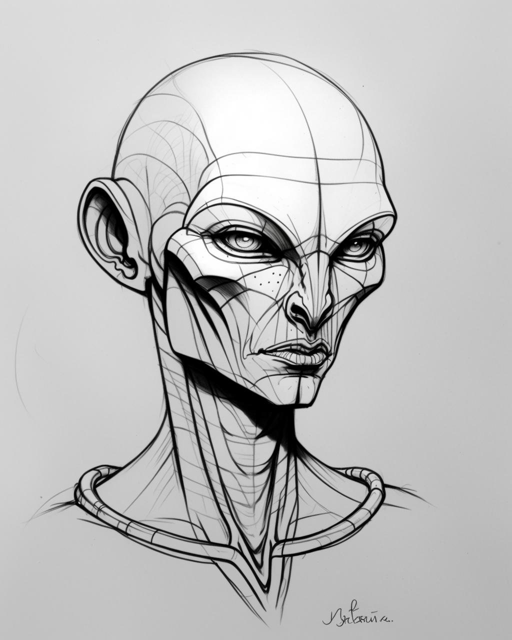 pencil sketch of an alien by Ciro Negrogni on Tensor.Art