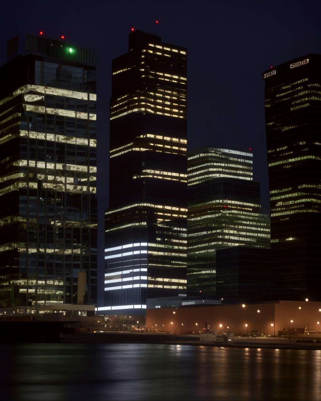 a city at night with a lot of buildings by Ciro Negrogni on Tensor.Art