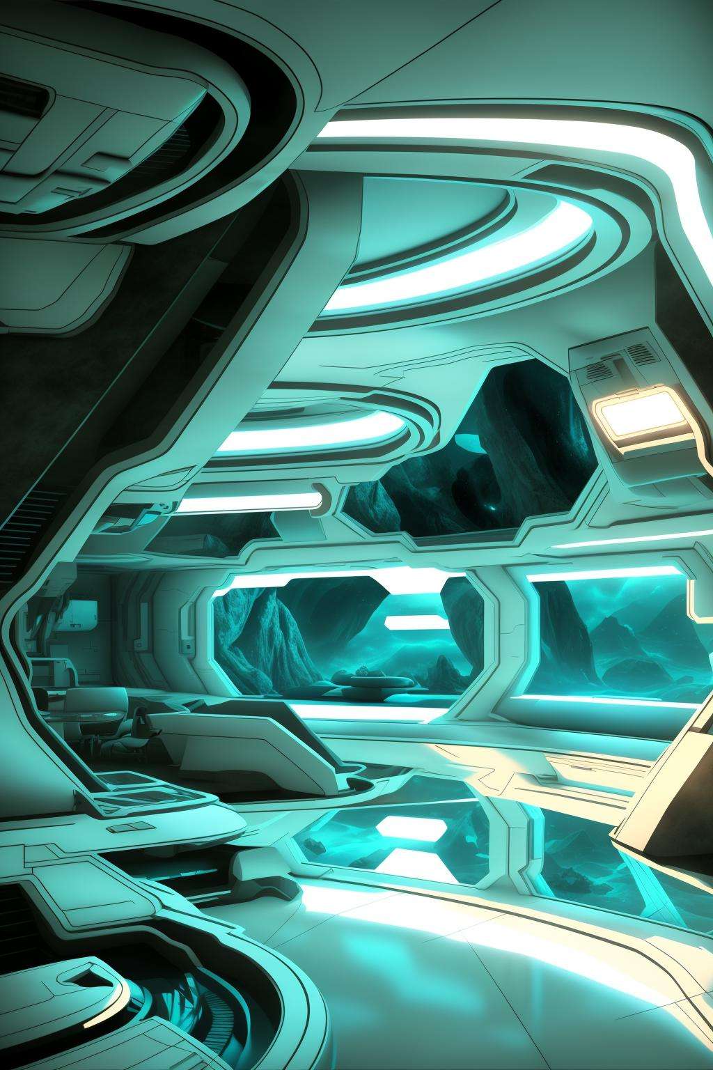 award winning interior design of a house in alien planet, futuristic, 