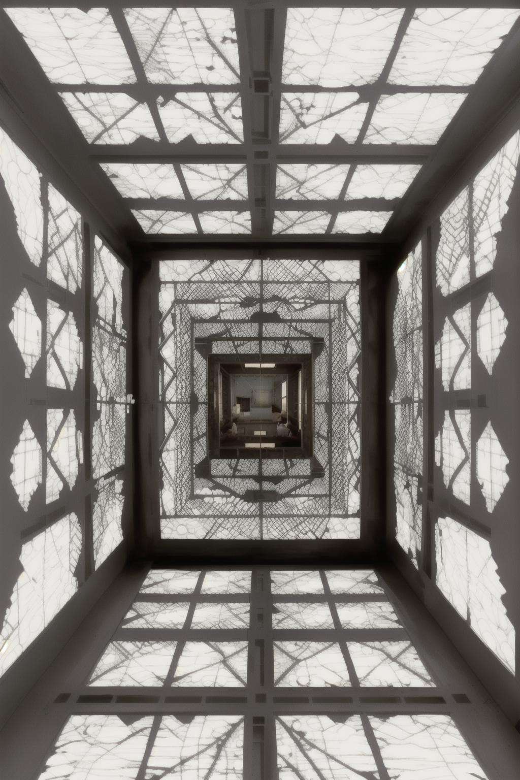 a room with chestnut light on it's walls, Chiharu Shiota, promotional image, a screenshot, cubo-futurism , the_cube