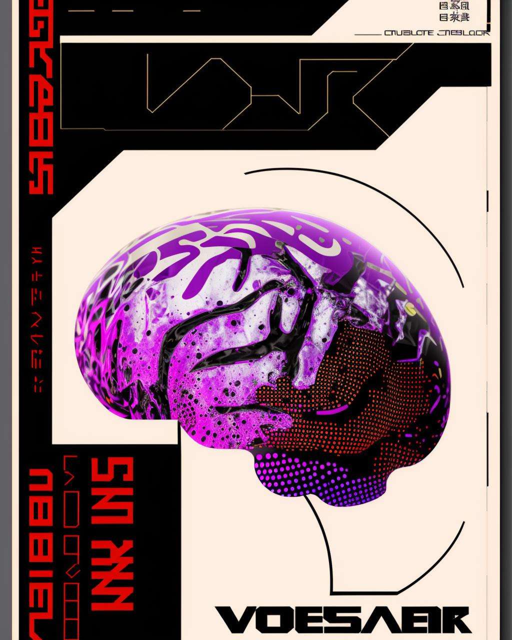 a poster with a picture of a brain on it,  poster art,  computer art by Ciro Negrogni on Tensor.Art