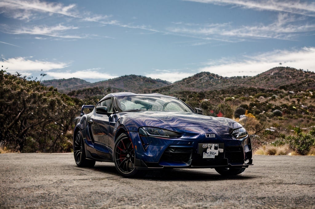 Supra
A captivating image of a Supra, its sleek silhouette painted in a mesmerizing pearlescent white. The photo showcases the Supra's sporty design, with its low stance, aggressive lines, and aerodynamic curves. The scene is set on a winding mountain road, surrounded by lush greenery and breathtaking views. The atmosphere is exhilarating, with a sense of freedom and adventure in the air. The photo is captured with a top-of-the-line Sony A7R IV camera, paired with a wide-angle lens to capture the Supra's presence and the scenic landscape. The camera settings are optimized to enhance the vibrant colors and intricate details. Directed by David Fincher, in new york city cinematography by Emmanuel Lubezki, photography by Annie Leibovitz, and fashion design by Alexander Wang.