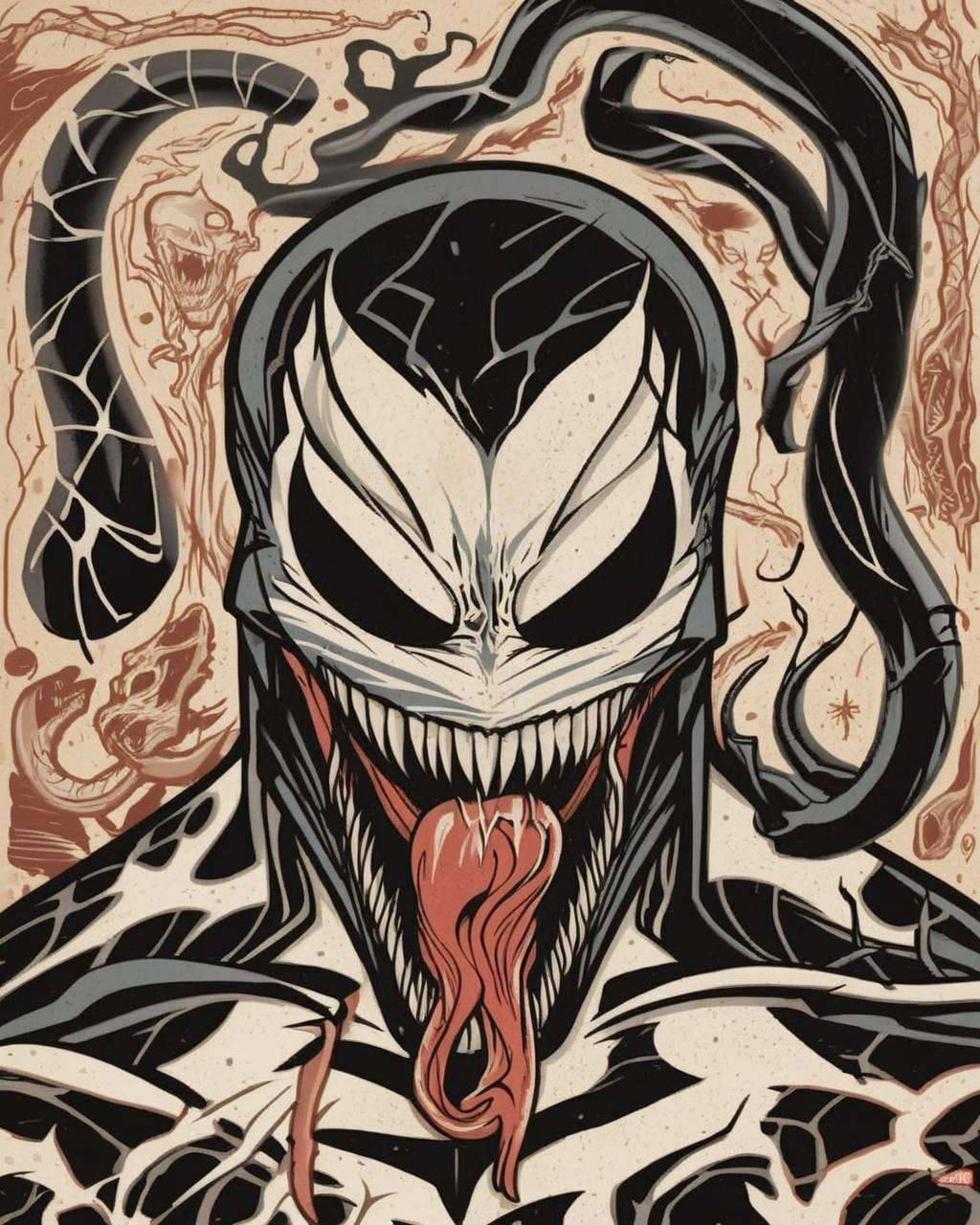 Venom (Eddie Brock),  Dave_Quiggle_Style<lora:Dave_Quiggle_Style_sdxl:1.0>