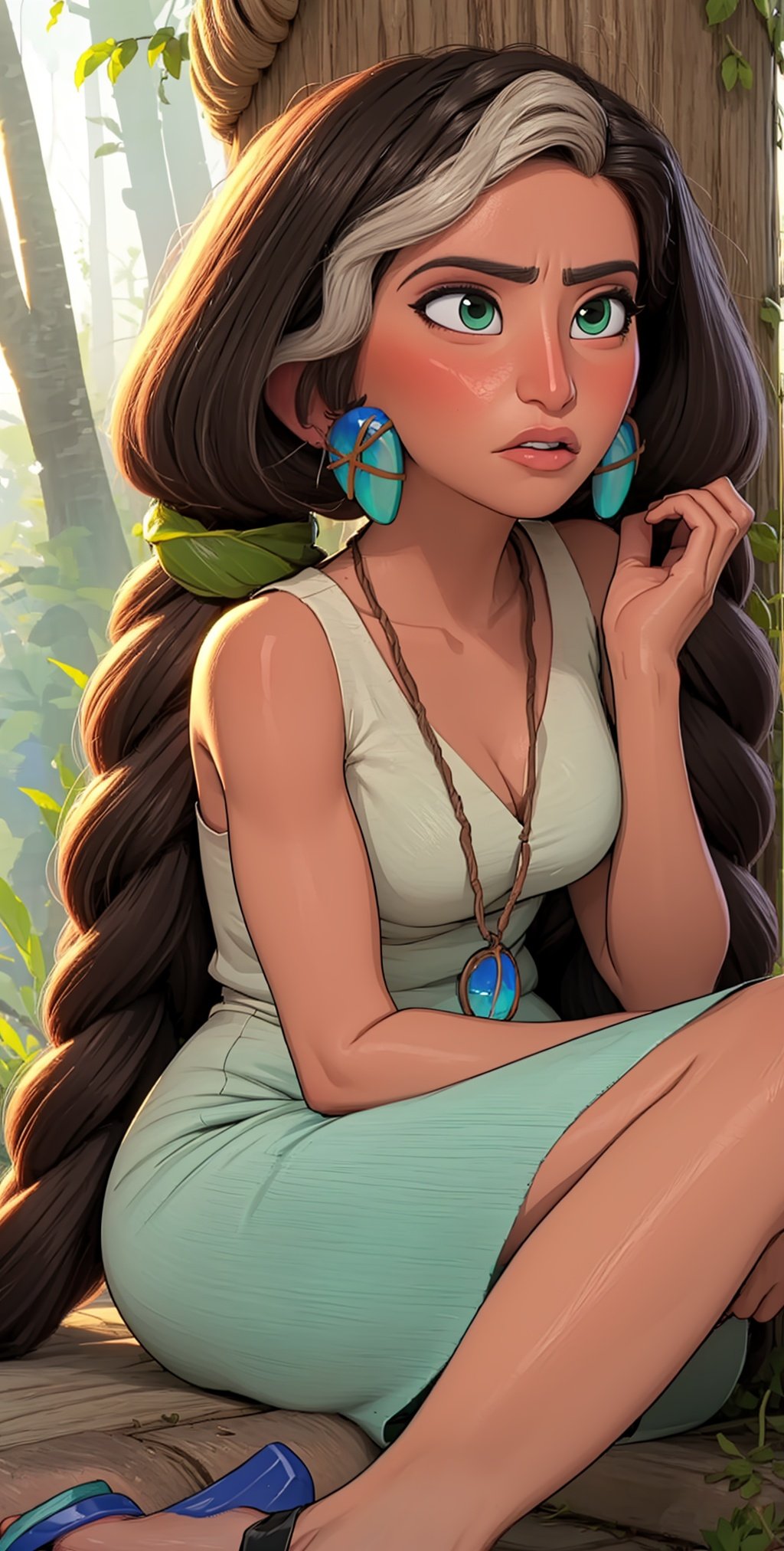 Hope,  green eyes,  black streaked hair by eboyzane on Tensor.Art