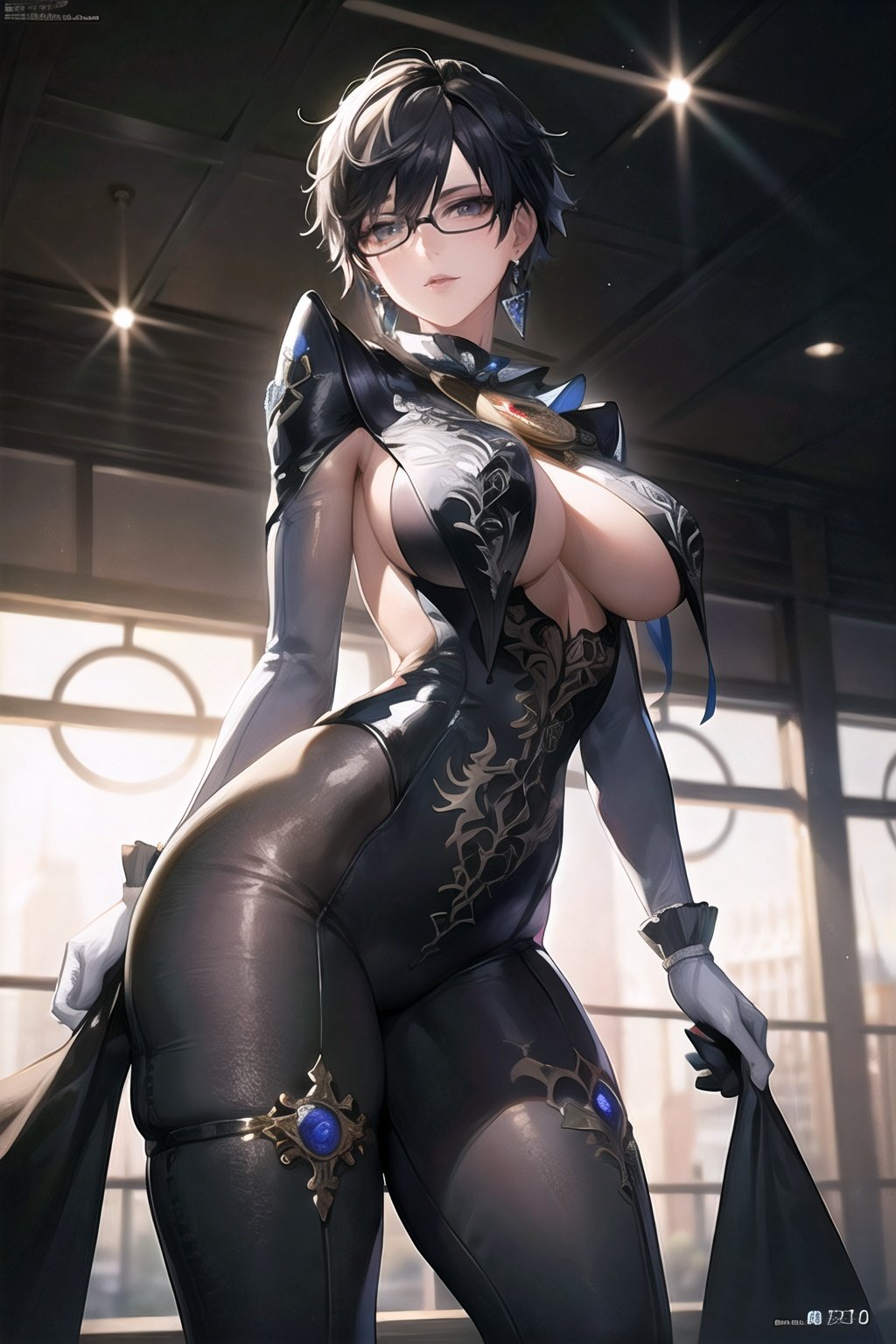 bayonetta_2_shorthair_aiwaifu,  black_hair,  blue_eyes by ownwaifu on Tensor.Art
