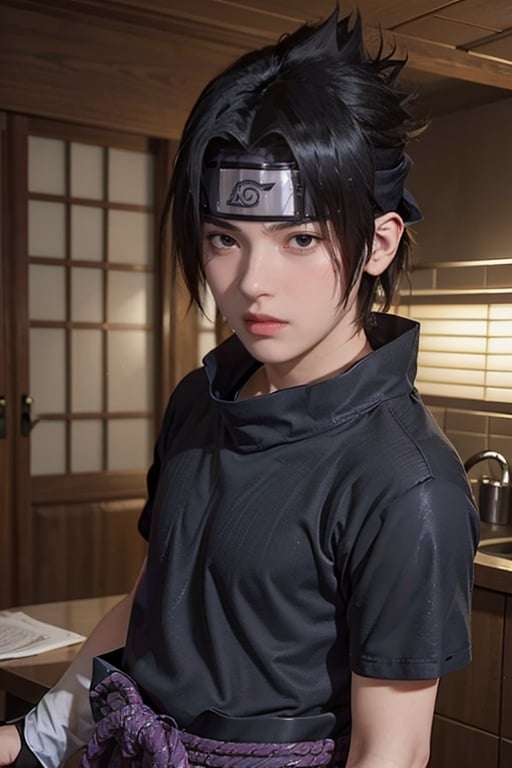 Hyperrealistic art (best quality, masterpiece:1.2), photorealistic, ultra high res, front lighting, intricate detail, Exquisite details and textures, s4suk3, 1boy,spiked hair, (forehead protector), (headband), weapon, short sleeves, sword, ninja, high collar, (konohagakure symbol), short hair, sheathed, holding, japanese clothes, looking at viewer, <lora:s4suk3-02:1>,detailed face, professional lighting, photon mapping, radiosity, physically-based rendering,  . Extremely high-resolution details, photographic, realism pushed to extreme, fine texture, incredibly lifelike