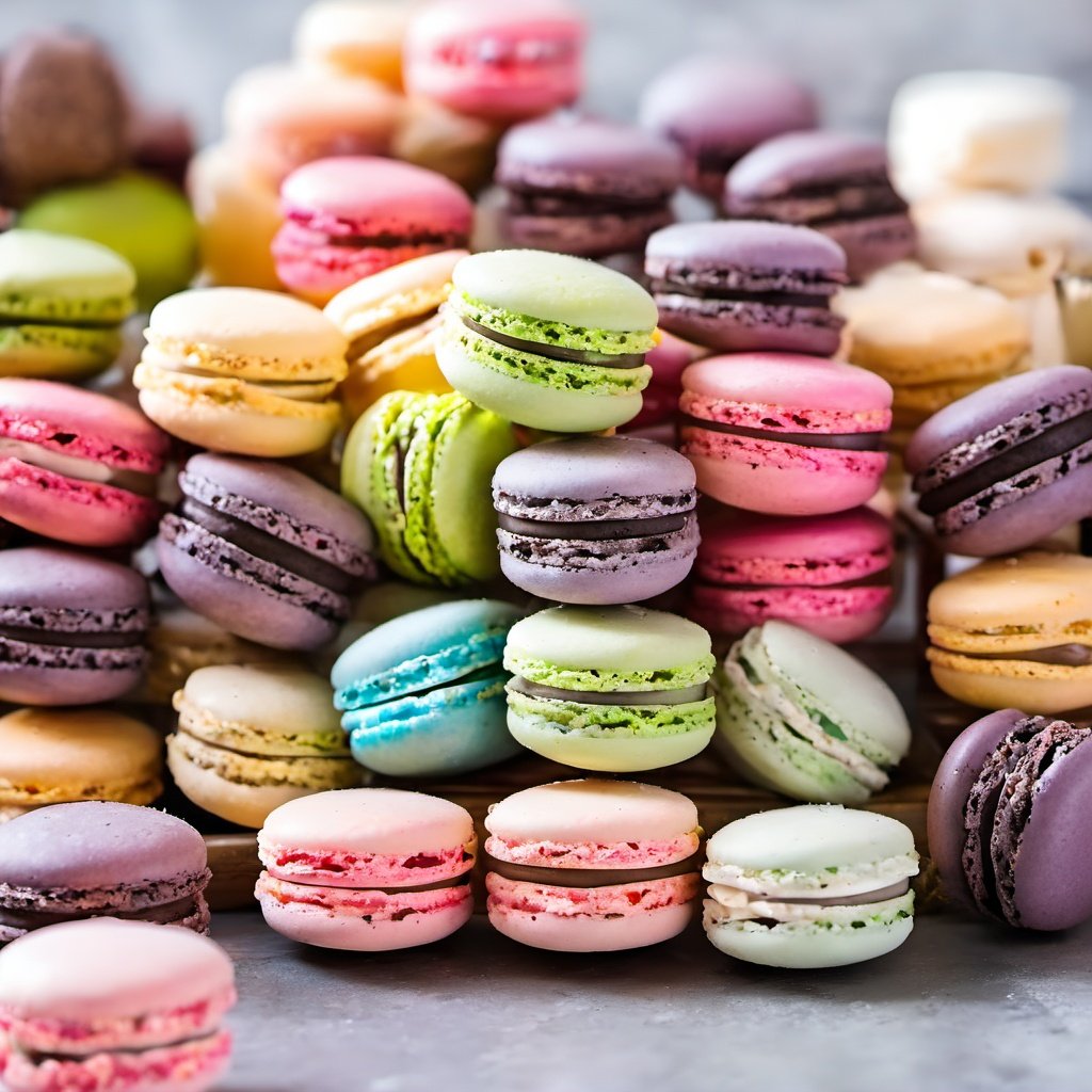 macaroons with different flavors of macaroons in it,  all different colors and flavors on Tensor.Art