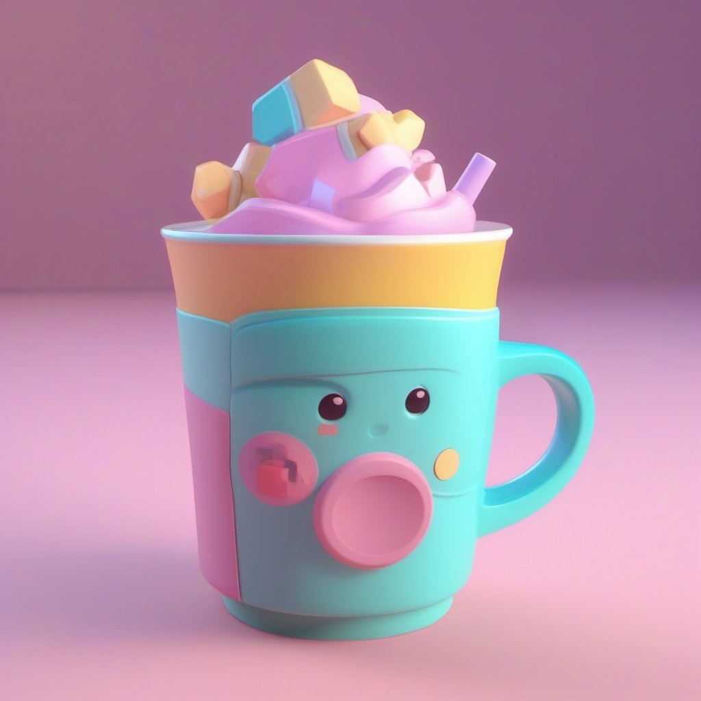 polymode style, A cup , unreal engine , toy, soft smooth lighting, soft pastel colors, 3d blender render, polycount, modular constructivism, pop surrealism, physically based rendering